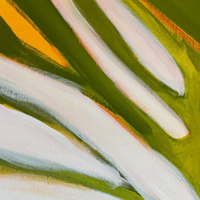 Green botanical painting detail
