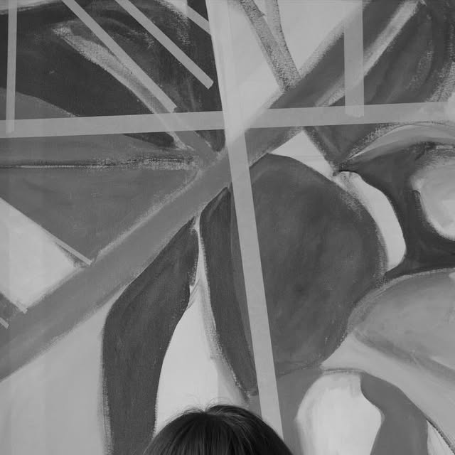 Black and white botanical painting